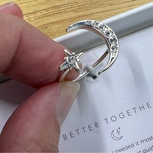 Bryan Anthony Celestial silver tone ring star moon. NEW
